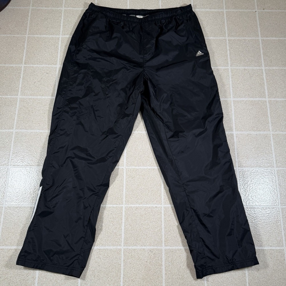 Vintage Y2K Adidas windbreaker pants black 2XL white striped track Mesh lined